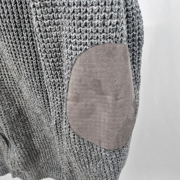 LL Bean Sweater Mens Large Gray Full Zip Elbow Pad Waffle Knit Grandpa Core - Picture 6 of 10